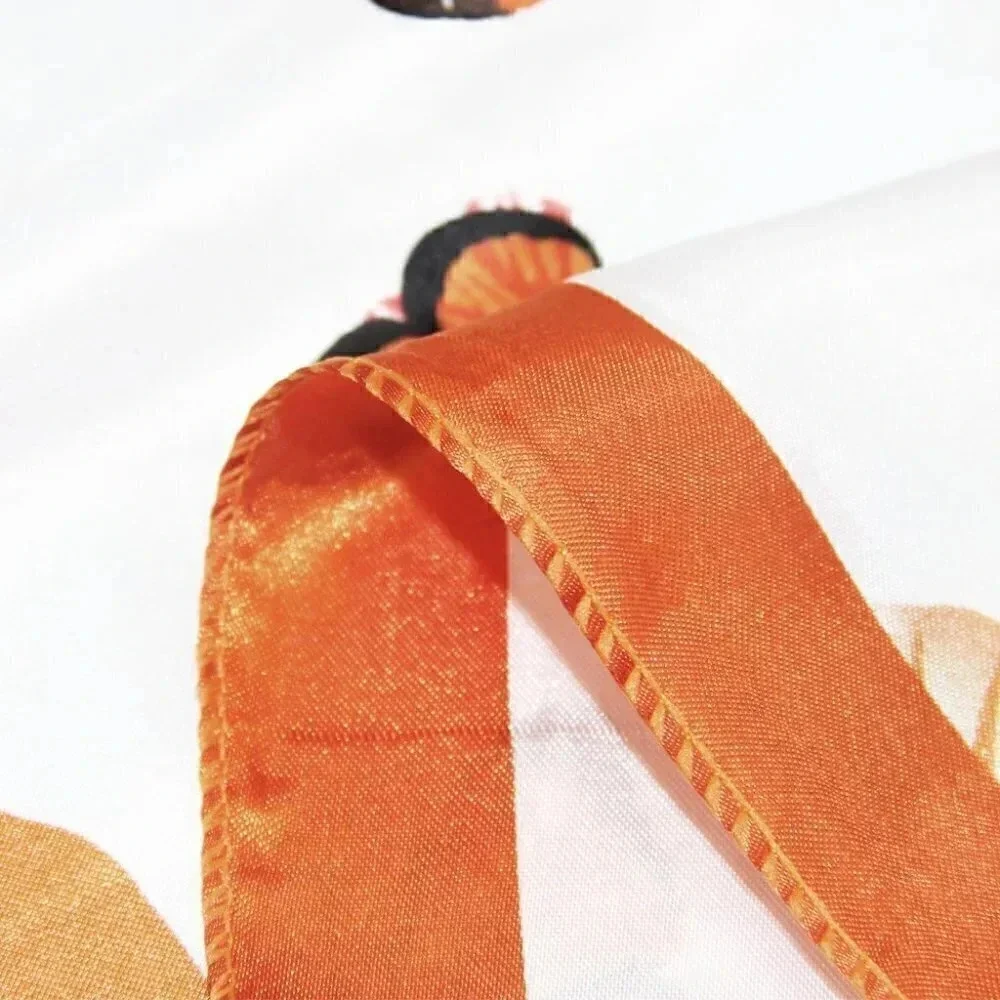 NEW Orange Butterfly & Floral Satin Scarf